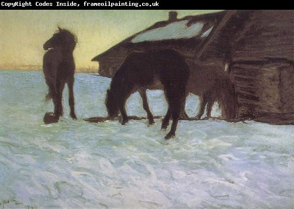 Valentin Serov Colts at a Watering-Place.